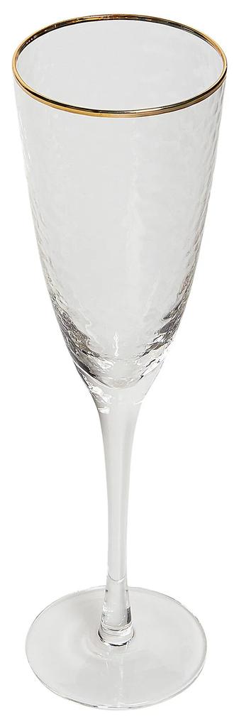 Sada 4 úzkych pohárov na šampanské so zlatým okrajom 250 ml TOPAZ Beliani
