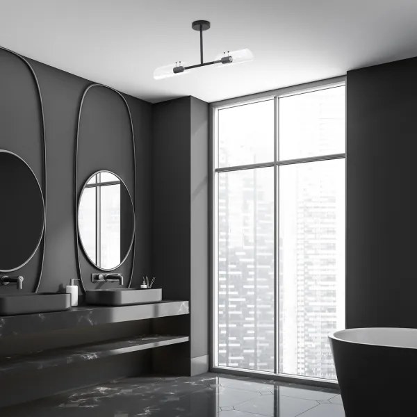 Rabalux 75028 - Kúpeľňový luster na tyči TEODORO 2xE14/12W/230V IP44 čierna