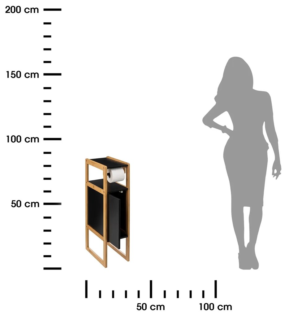 Polička na toaletný papier Natureo Black, čierne/s drevenými prvkami