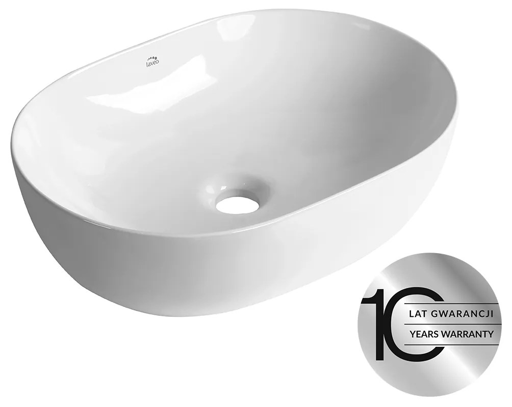 Laveo Lomami, umývadlo na dosku 485x350x135 mm, biela lesklá, LAV-VUL_6248