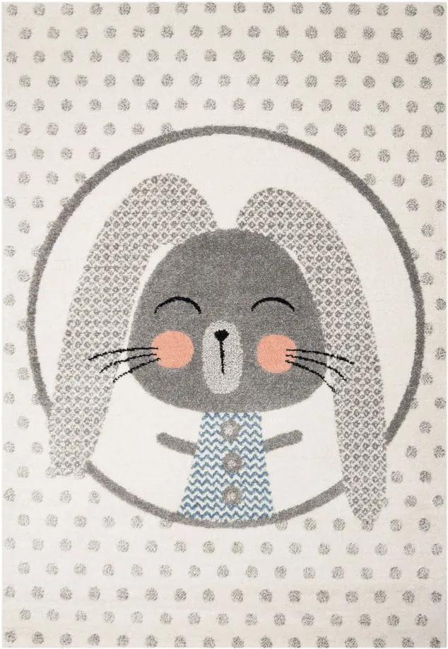 Béžový detský koberec so sivými detailmi Zala Living Rabbit, 120 × 170 cm