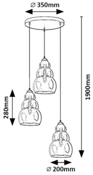 Rabalux 72213 - Luster na lanku SALVATORE 3xE27/40W/230V
