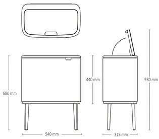 Brabantia BO pedálový kôš 3x11L béžová