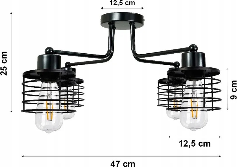 BERGE Závesná lampa DRON 4xE27 - PRUŽINA