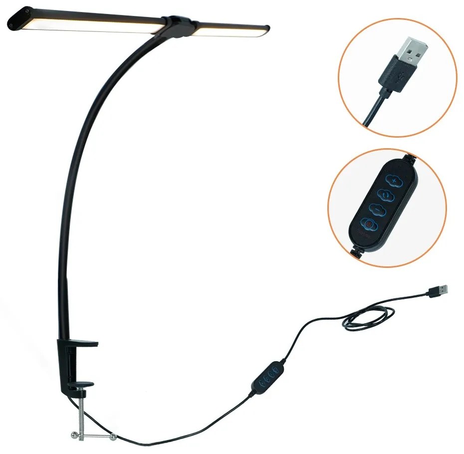 Stolná LED lampa BRILIA, svorka