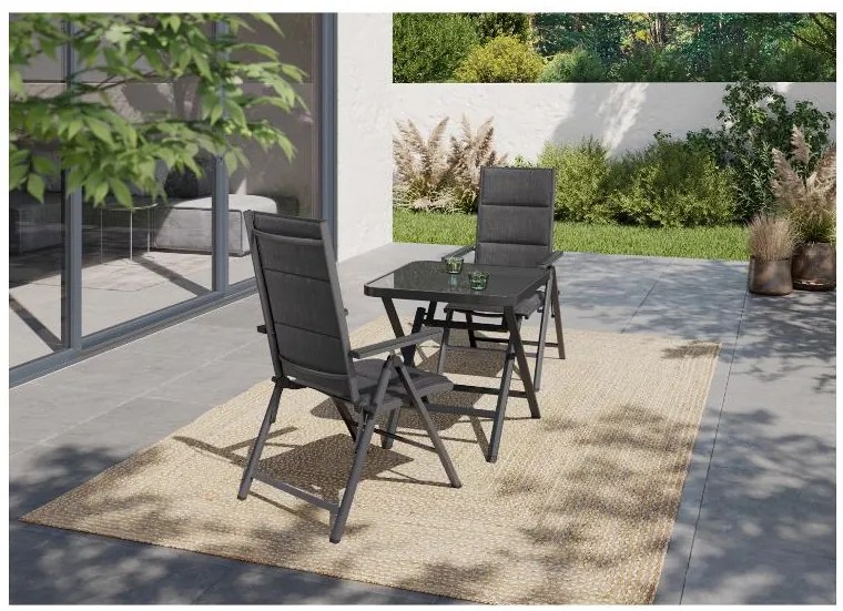 Livarno home Hliníkové kreslo Toronto s vysokým operadlom, antracitové, 2 kusy + Podsedák, červenohnedý  (800010722)