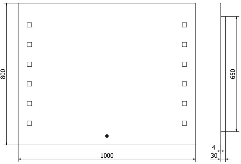 Mexen Ner, LED kúpeľňové zrkadlo s podsvietením 100x80 cm, 6000K, ochrana proti zahmlievaniu, 9809-100-080-611-00