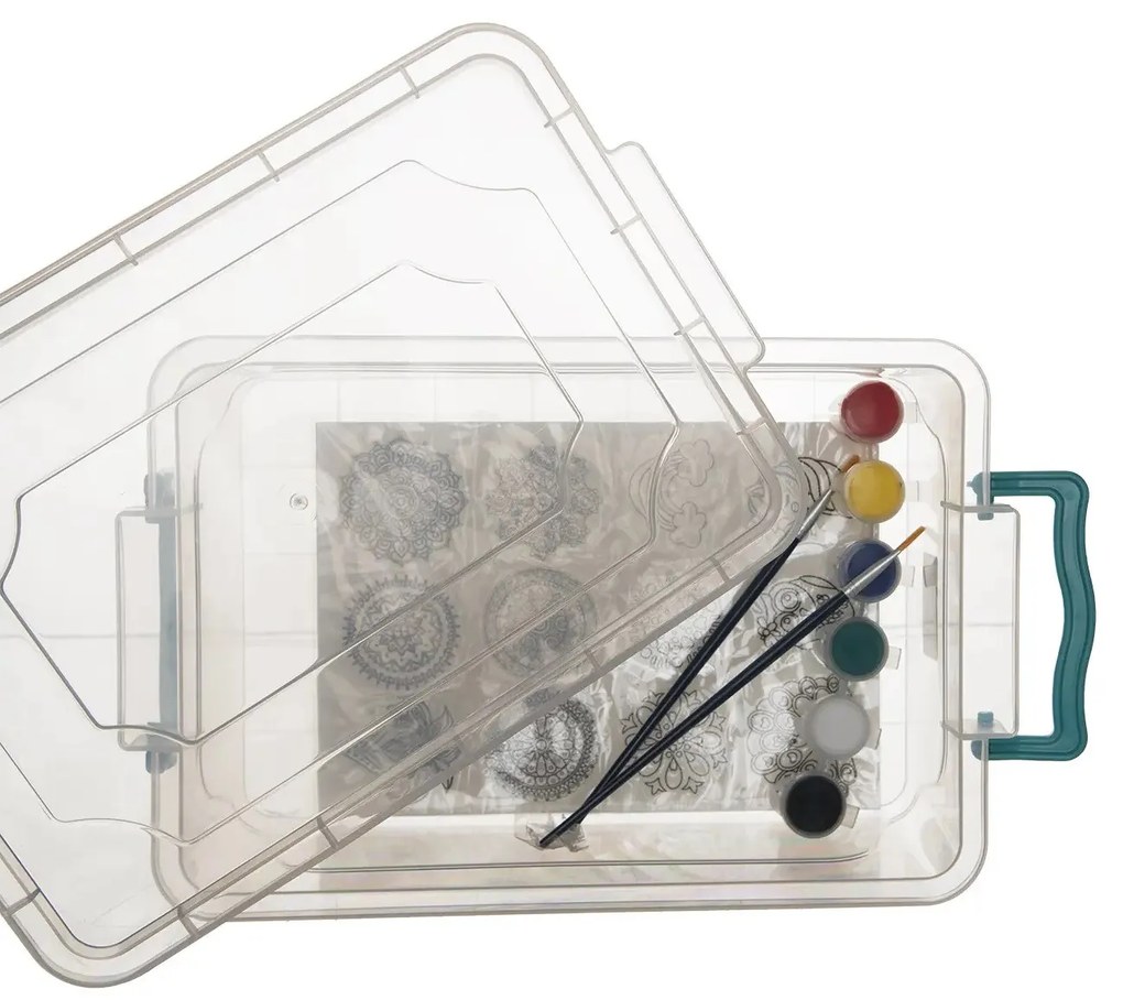 Orion Transparentný úložný box s vekom, UHO, obdĺžnikový nízky box 10l, 41x28x14cm