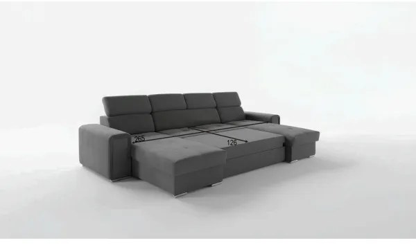 Rozkladacia sedacia súprava s univerzálnym rohom do U s úložným priestorom SALVADA tmavosivá