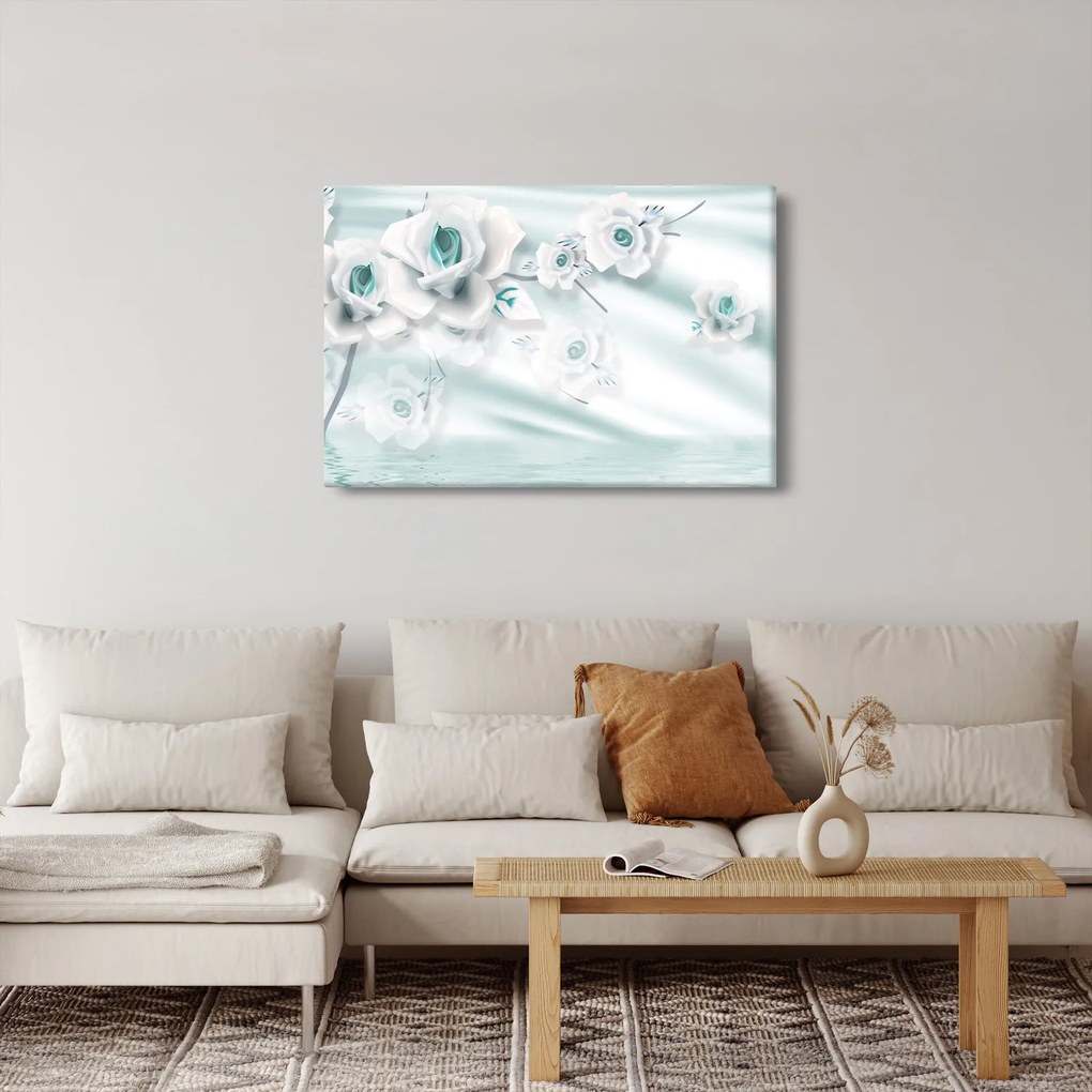 Obraz - Tyrkysové kvety ruží (90x60 cm)