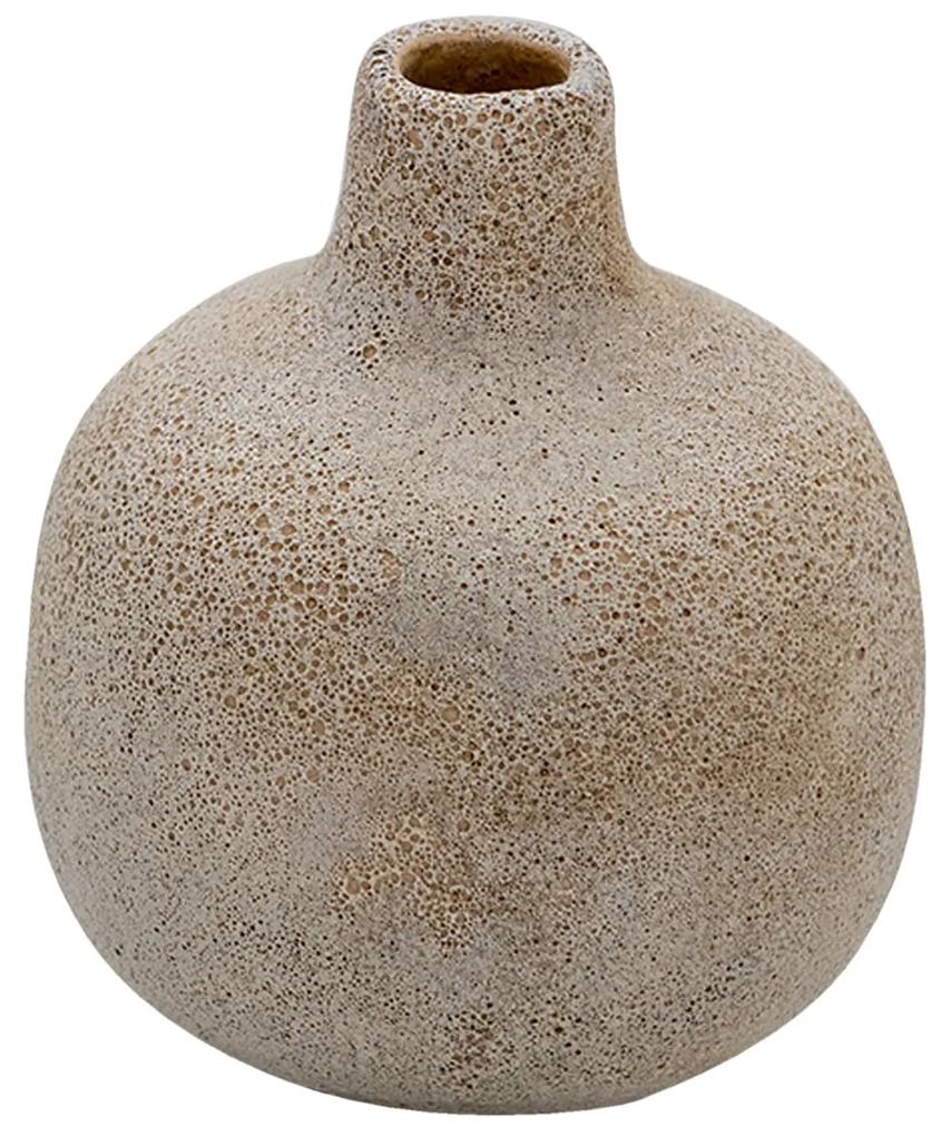 Krémová keramická váza s patinou Annora - Ø 9*9 cm