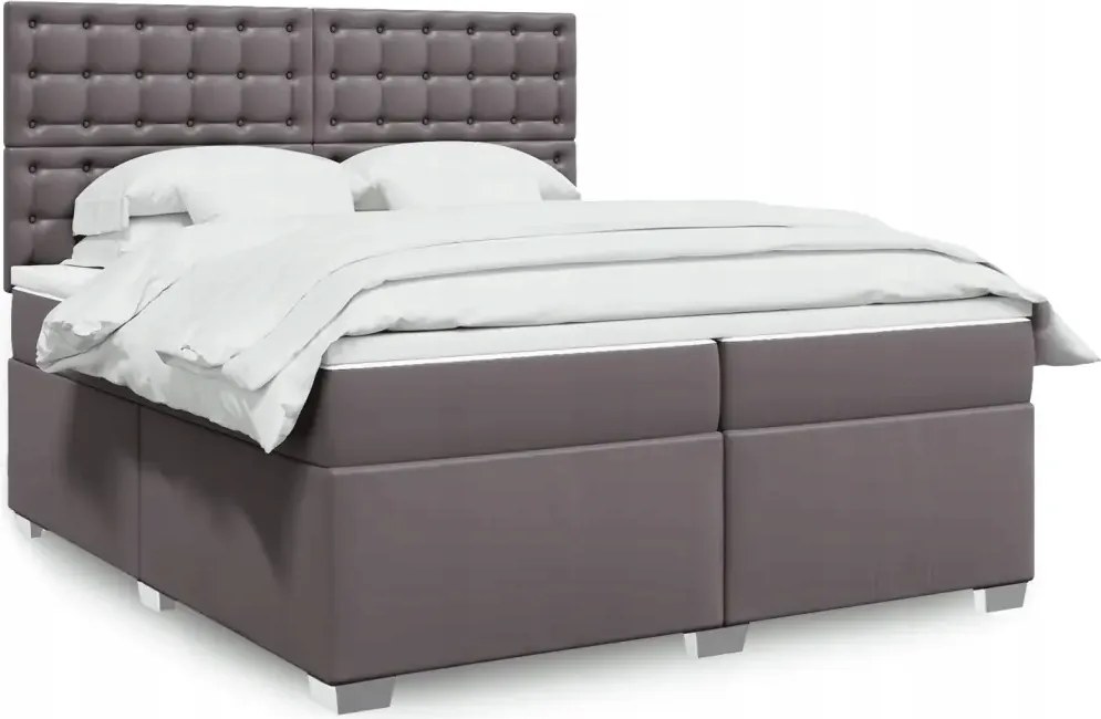 vidaXL Boxspring posteľ s matracom sivá 200x200 cm umelá koža