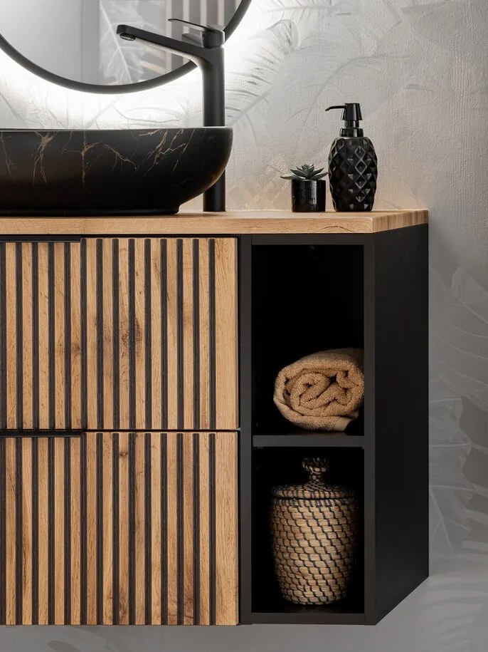 Závěsná skříňka pod umyvadlo Casad s deskou 80 cm černá