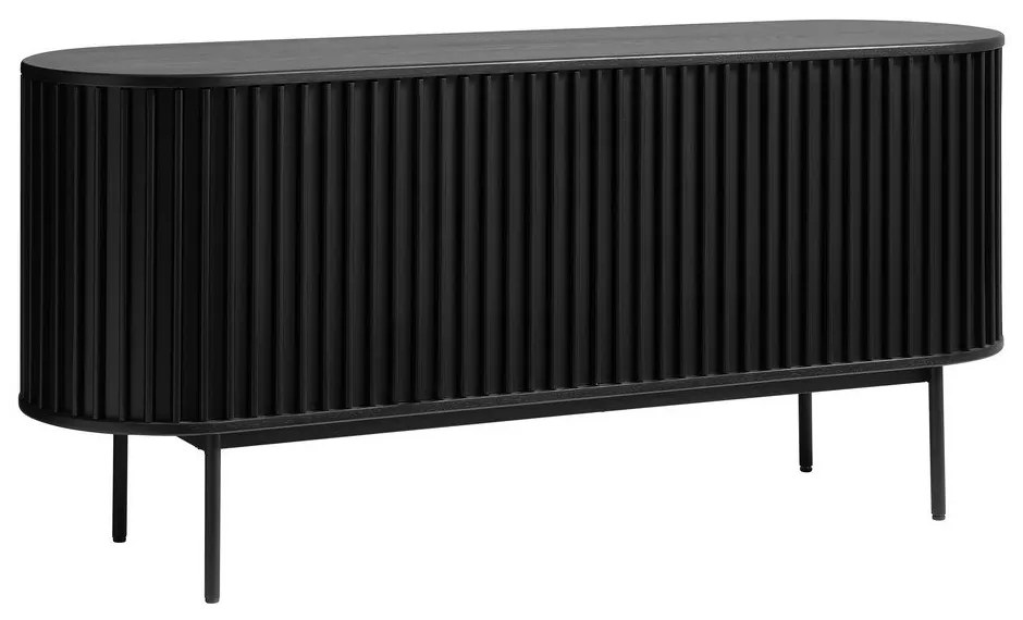 Čierna nízka komoda v dekore duba s posuvnými dverami 73x160 cm Siena – Unique Furniture