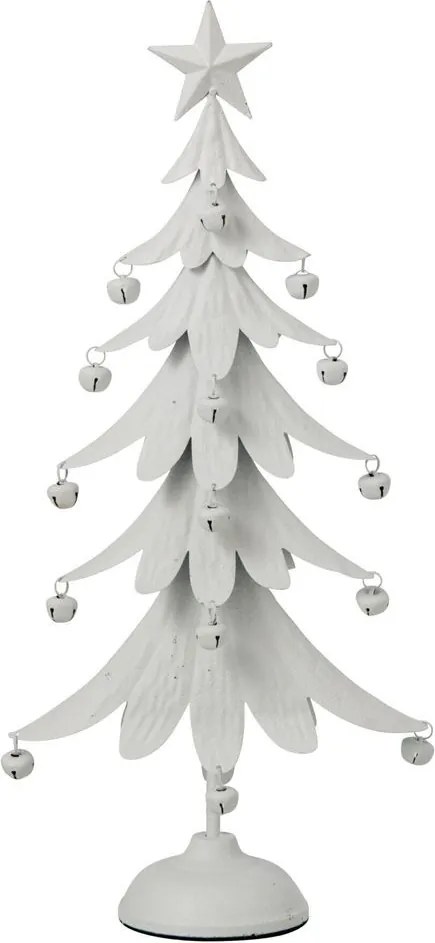 Biely antik kovový stromček s rolničkami Christmas Tree - 25 * 11 * 56 cm