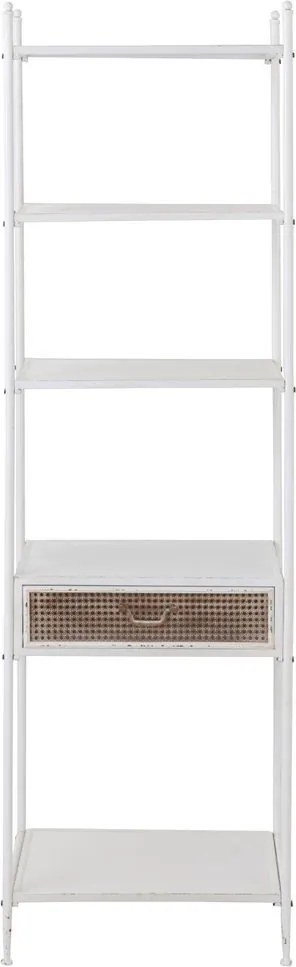 Biely antik kovový policový regál so šuplíkom Valio White - 55*37*185cm