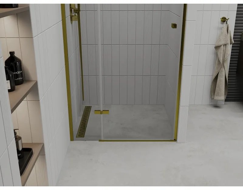 Mexen Roma, sprchové dvere do otvoru 70 x 190 cm, 6mm číre sklo, zlatý profil, 854-070-000-50-00