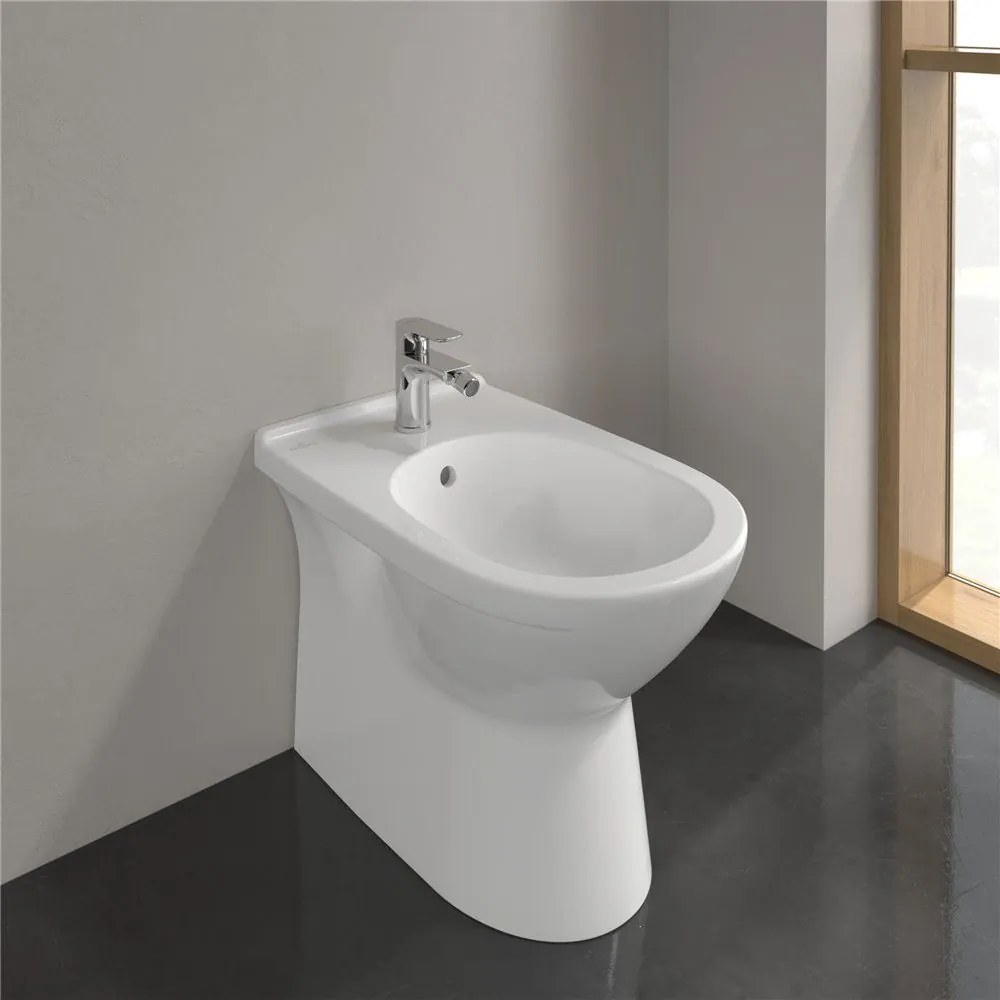 VILLEROY &amp; BOCH O.novo samostatne stojací bidet s otvorom, s prepadom, 360 x 560 mm, biela alpská, s povrchom CeramicPlus, 546100R1