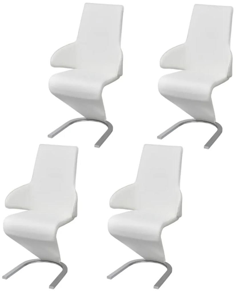 vidaXL Jedálenské stoličky 4 ks, biele, umelá koža