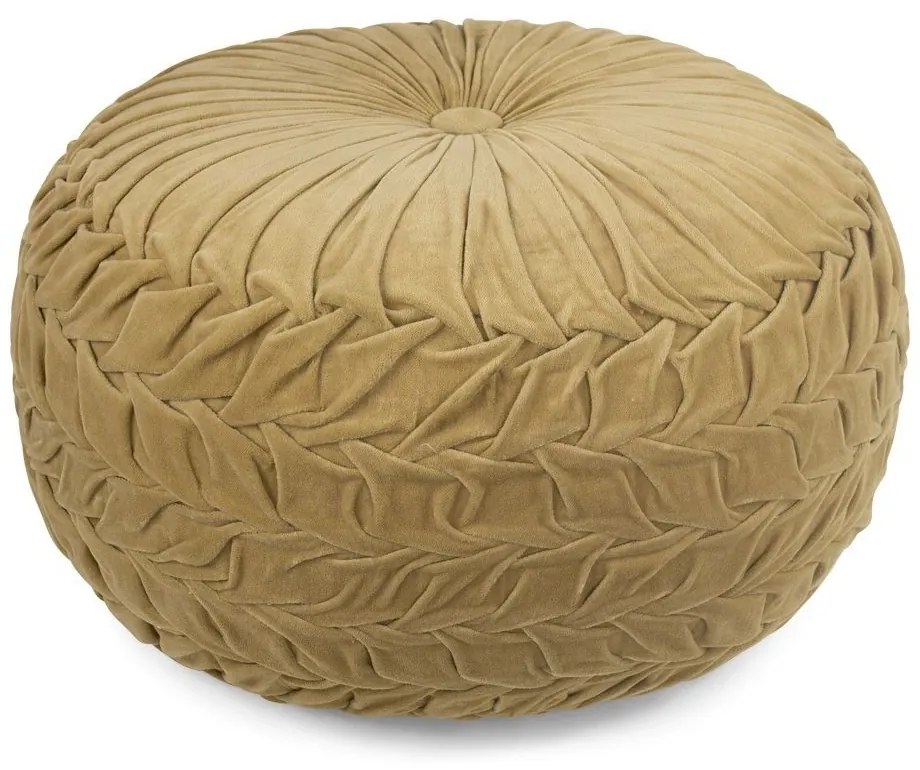 Zlatý zamatový nariasený Puf Smock - Ø 50 * 30cm
