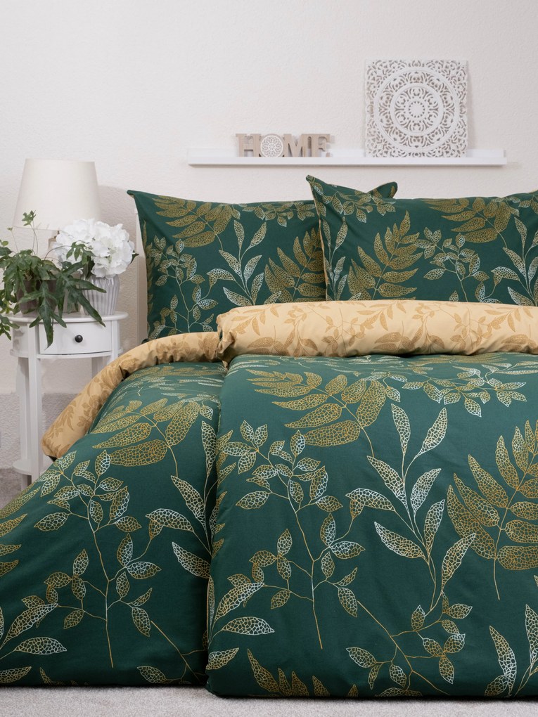 Francúzske bavlnené obliečky Renforcé - Gabriela tmavo zelená