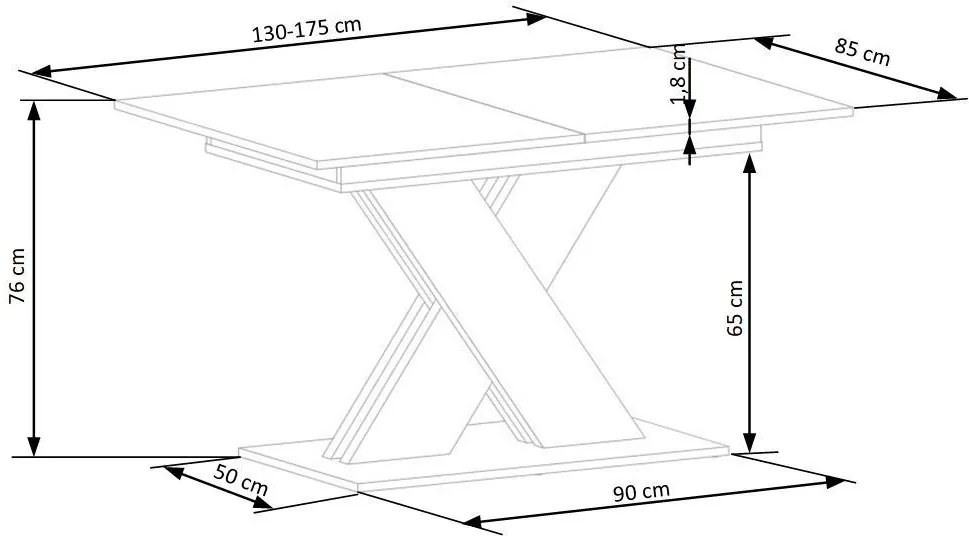 Rozkládací jídelní stůl XARELTO 130 cm dub lancelot/bílý