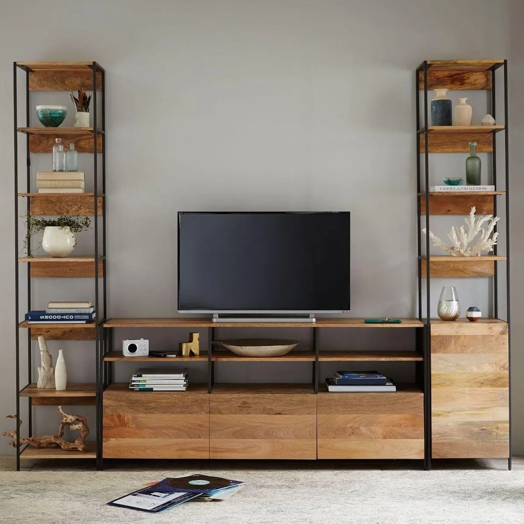 furniture-nabytek.cz - TV stolík masív kov a drevo mango 160x75x45