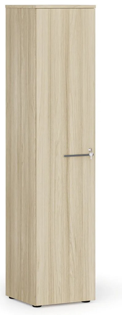 Úzka kancelárska skriňa PRIMO WOOD, 1781 x 400 x 420 mm, dub prírodný