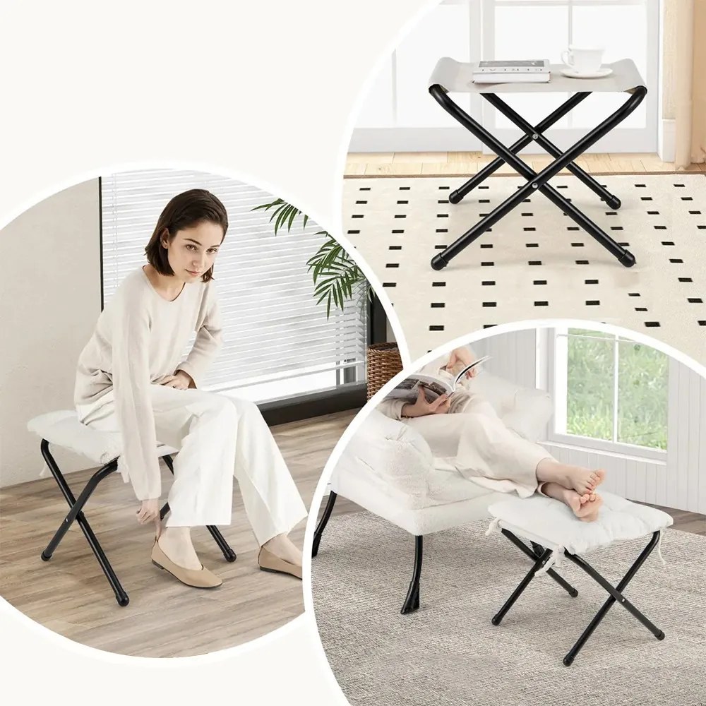 Relaxačné kreslo s podnožkou, biele