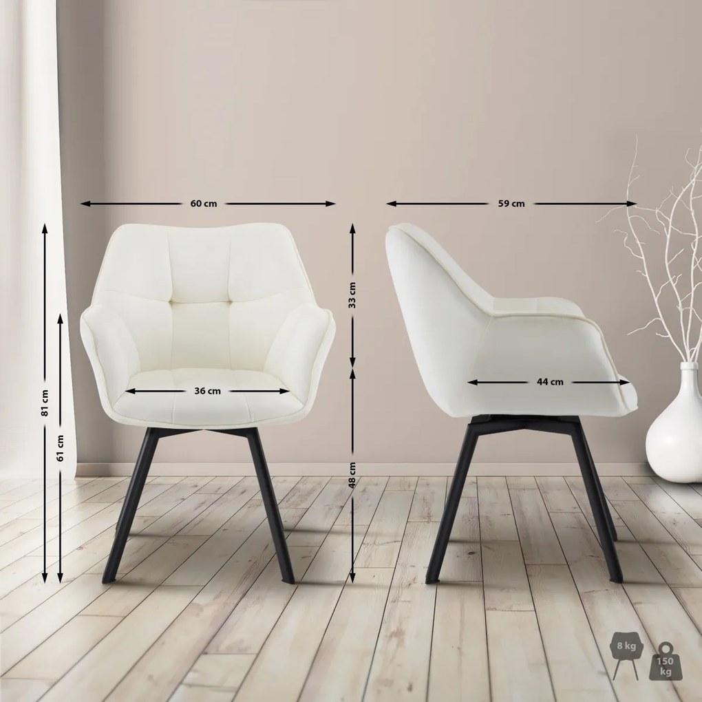 Jedálenská stolička Jordi zamat - krémová