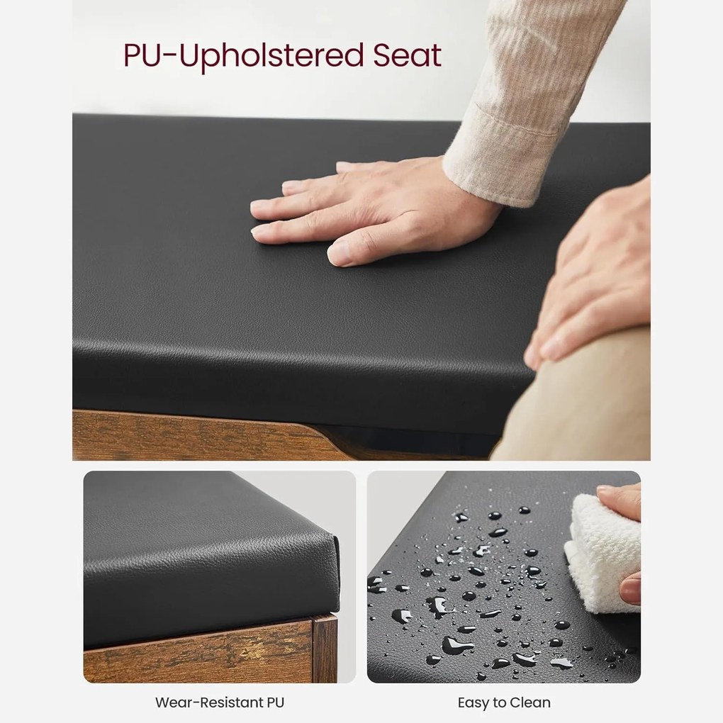 Botník s lavicou a úložným priestorom, 80x30x44cm, tmavá hnedá/čierna