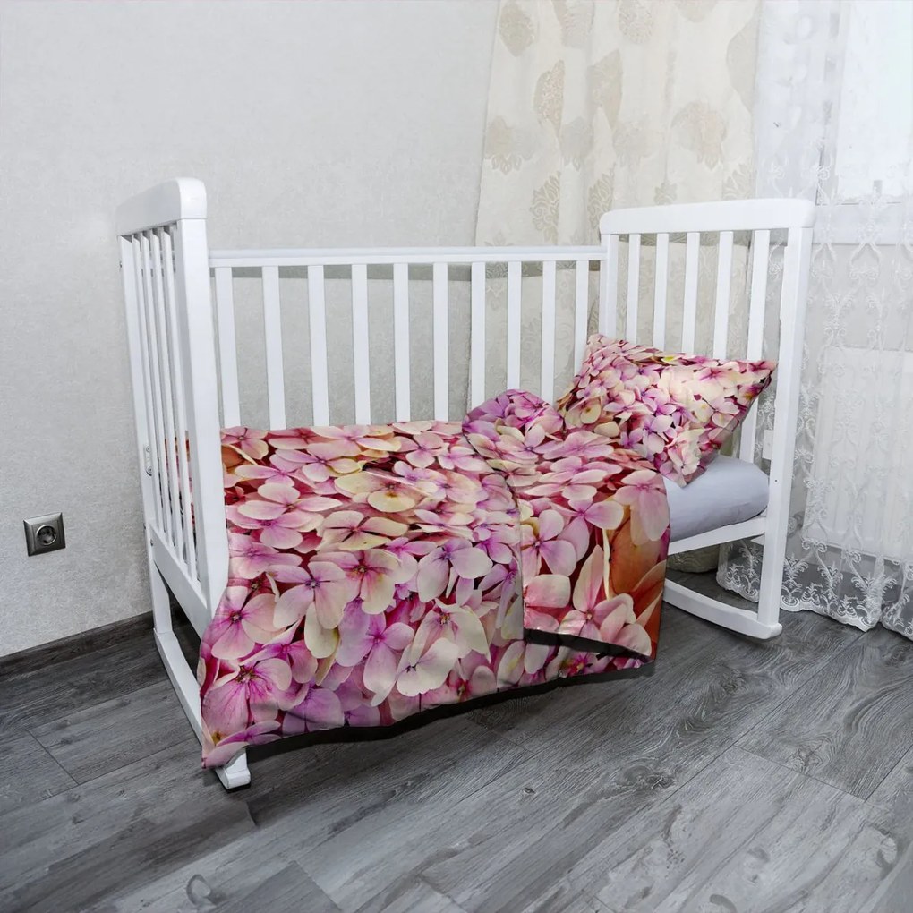 Sablio Mikroplyšové detské obliečky do postieľky Ružové kvety - 100x135 / 40x60