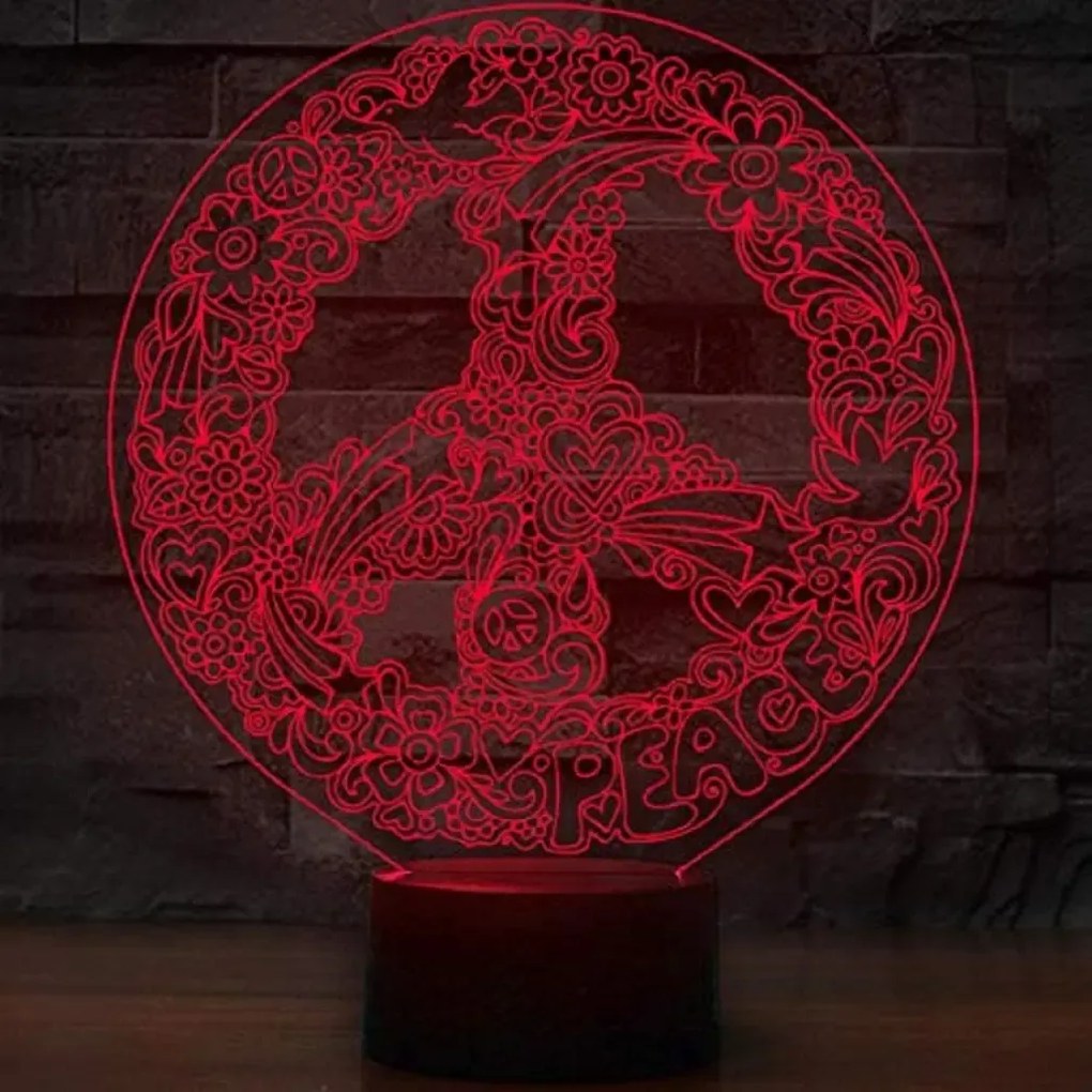 3Dmix 3DL-WD002 - 3D LED nočná lampa - Hippies (Wood)