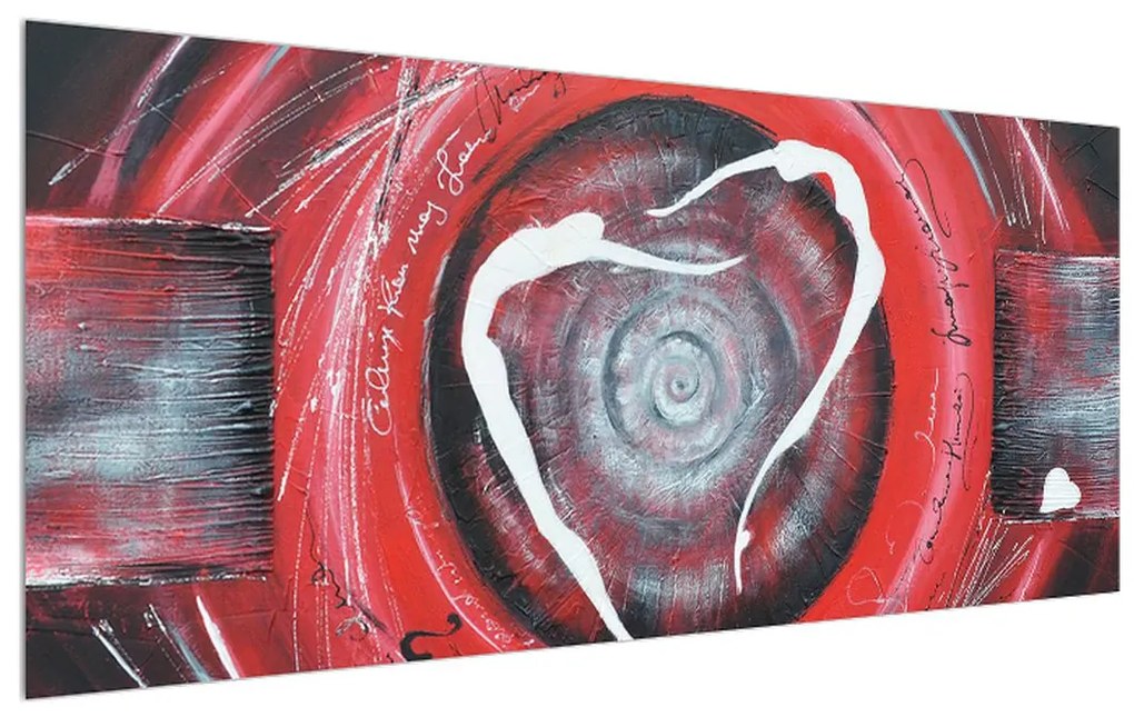 Abstraktný obraz - červená maľba (120x50 cm)
