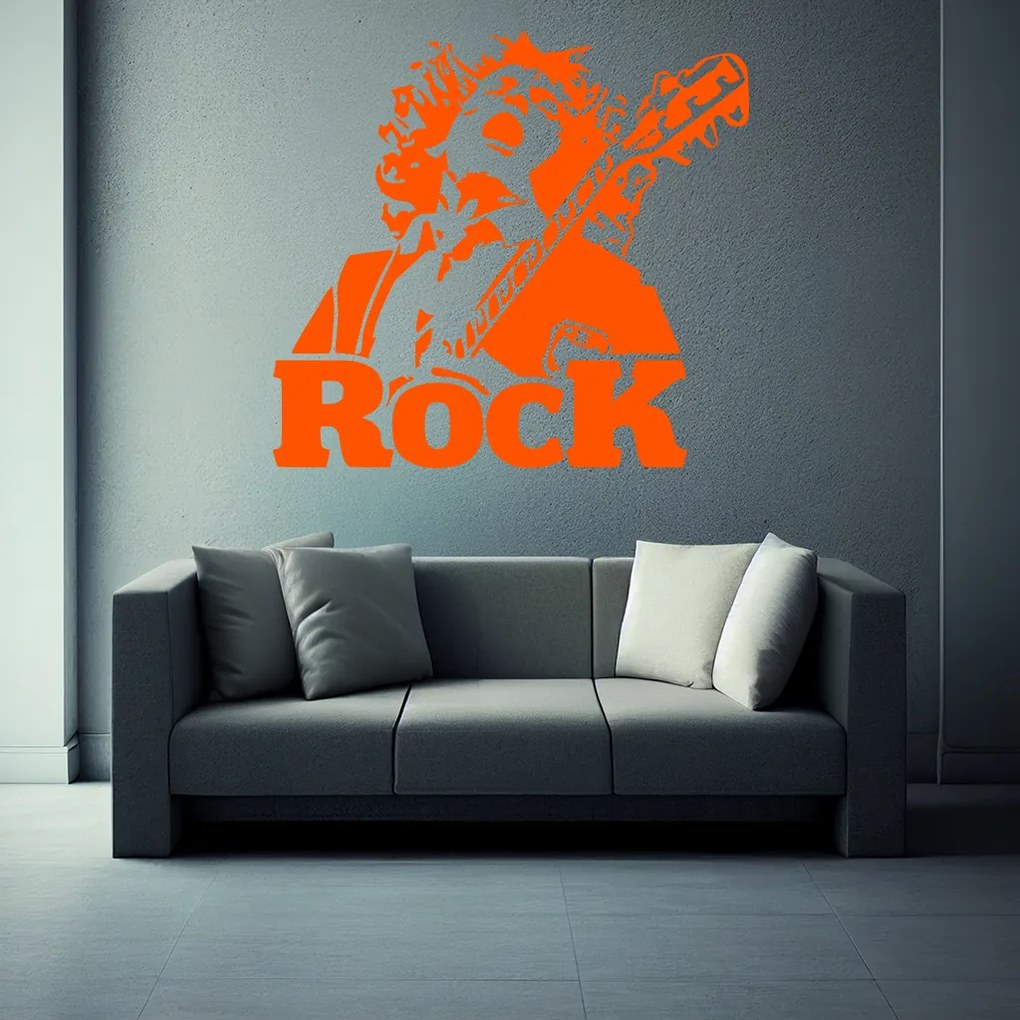 Veselá Stena Samolepka Angus Young AC/DC Farba: biela, Veľkosť: 40 x 37 cm