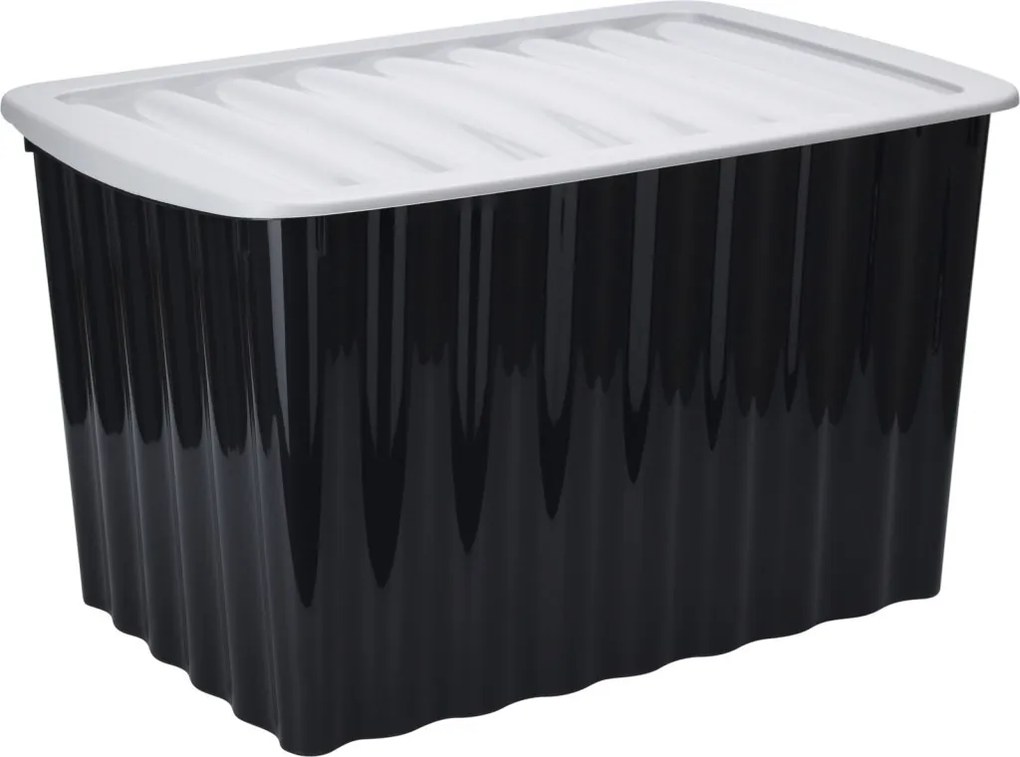 Úložný box s vekom 30x16 cm, čierny, recyklovatelný  plast