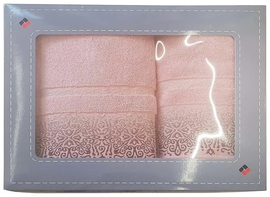 Súprava uterákov Arabesca ružová (500GSM)