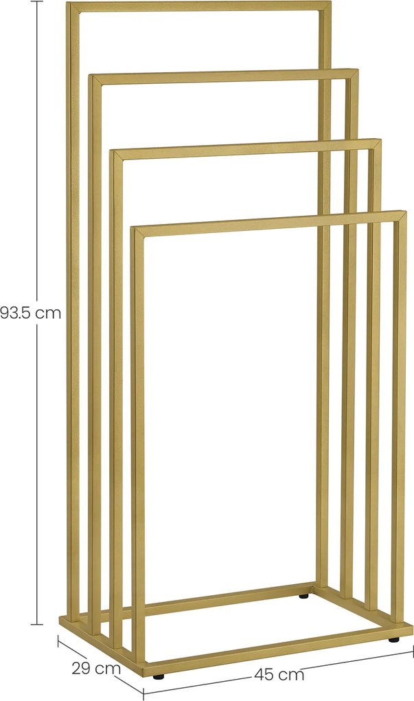 Stojan na uteráky 4 - ramenný zlatý