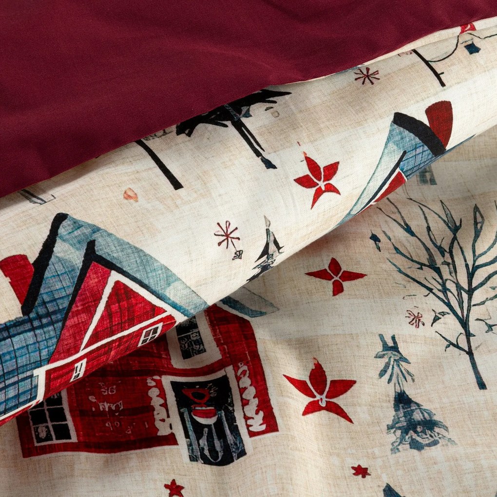 VIANOČNÉ SATÉNOVÉ OBLIEČKY ASHER 140X200, 1 KS 70X80 CM VZOROVANÉ