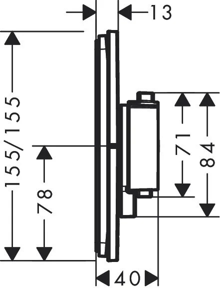 Hansgrohe ShowerSelect Comfort E, termostat pod omietku pre 1 spotrebič, kartáčovaný čierny chróm, HAN-15571340