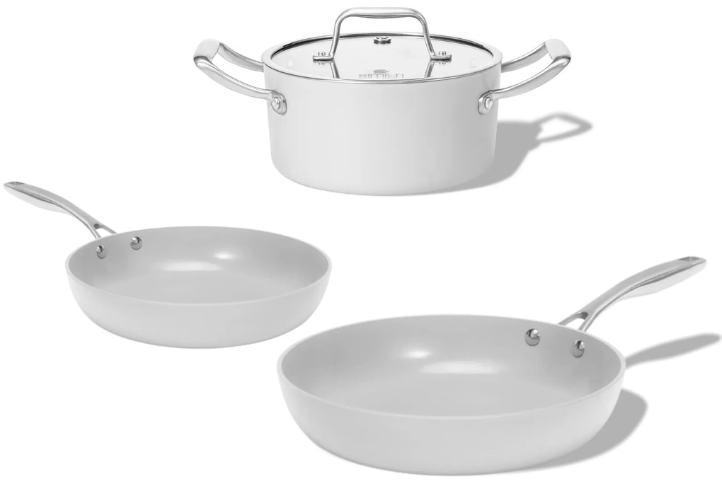 Elmich Sada keramického riadu Vital 3 ks, 2 panvice a 1 hrniec - krémovo biela