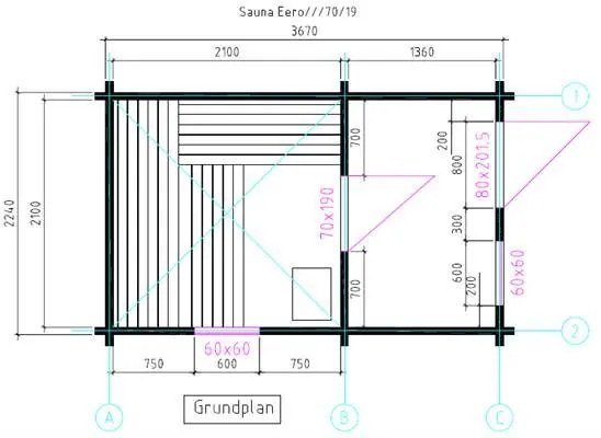 Hanscraft Saunový domček EERO 70 FLAT