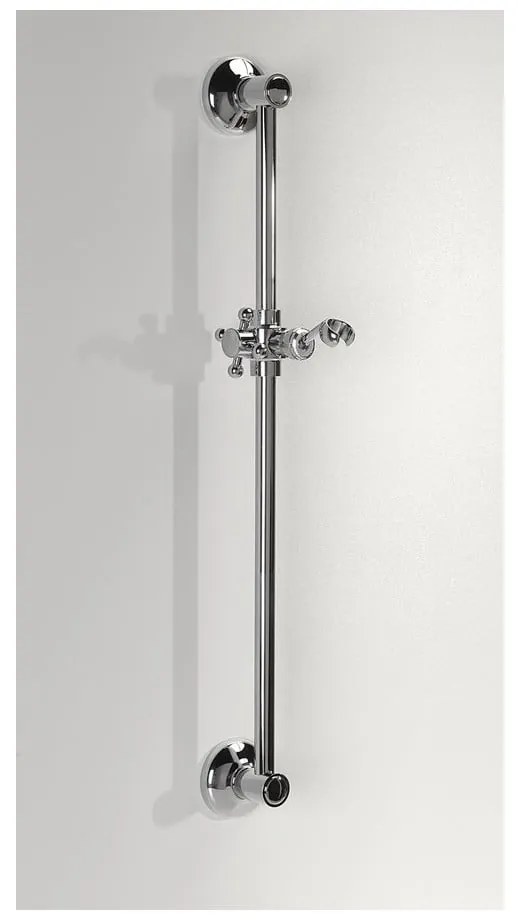 Nástenná mosadzná sprchová tyč v lesklo striebornej farbe s posuvným držiakom 67 cm Antea – Sapho
