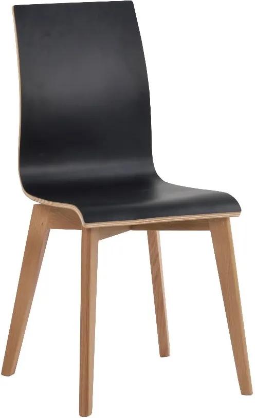 Čierna jedálenská stolička s hnedými nohami Rowico Grace
