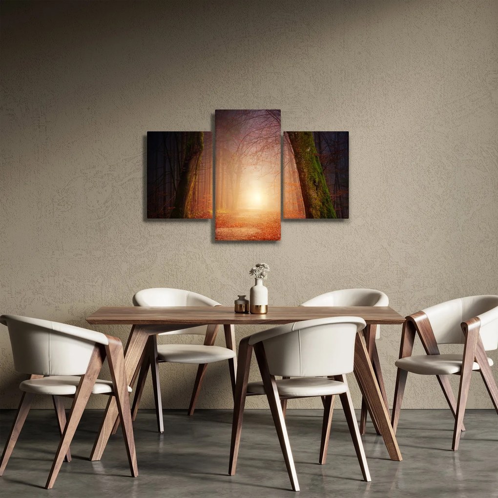 Obraz jesenného lesa v hmle (90x60 cm)