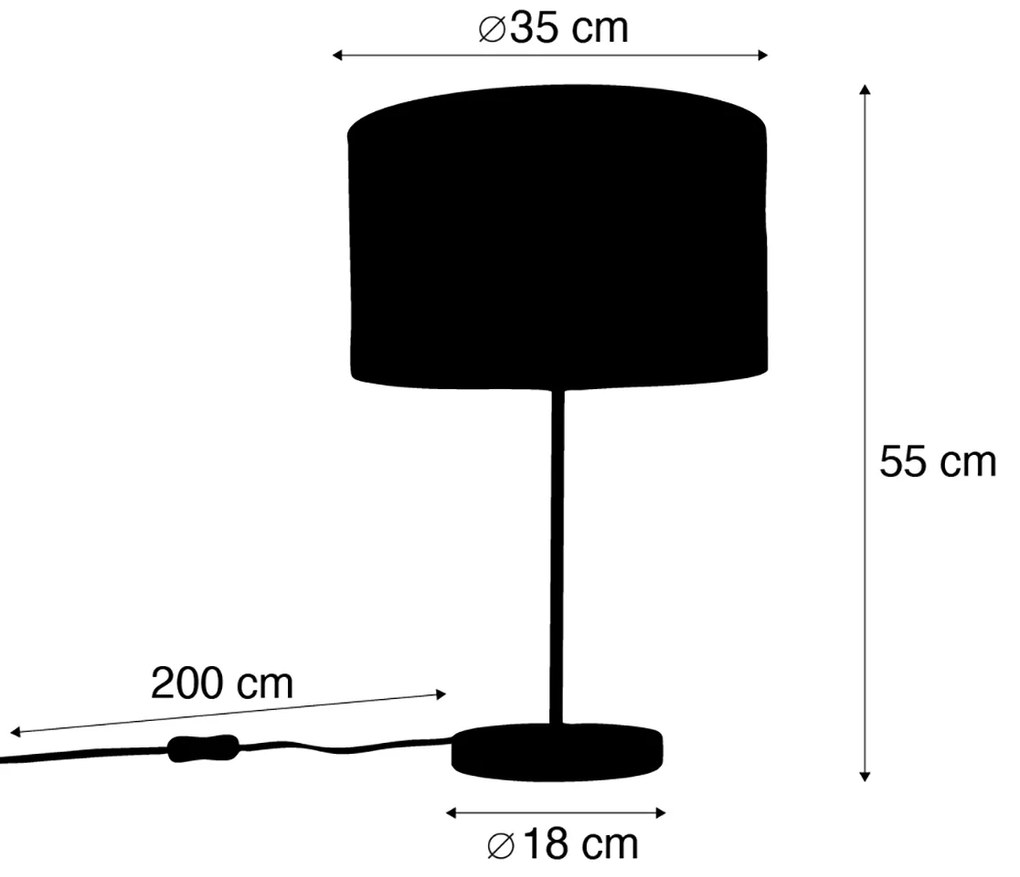 Stolná lampa mosadzná so zamatovým tienidlom zelená 35cm - Kaso