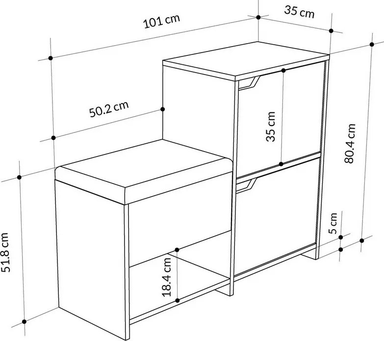 Skriňa na topánky Haven Oak a Anthracite