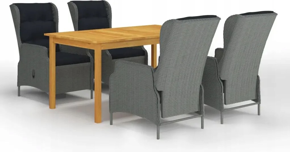 vidaXL 5-dielna záhradná jedálenská súprava svetlosivá