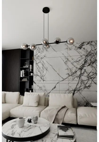 Luster na lanku ROSSI 6xE14/10W/230V čierna/šedá