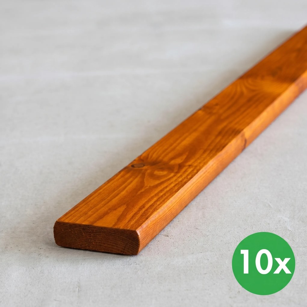 Plotovky, rovné, tmavá lazúra, balenie 10 ks, 20 x 95 x 1500 mm